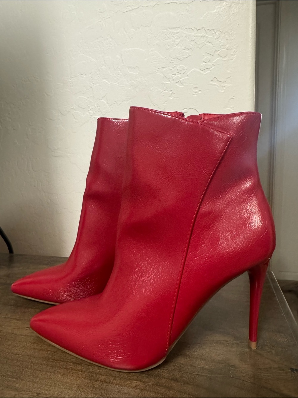 JustFab Red Pointed-Toe High Heel Ankle Boots - Women Size 7